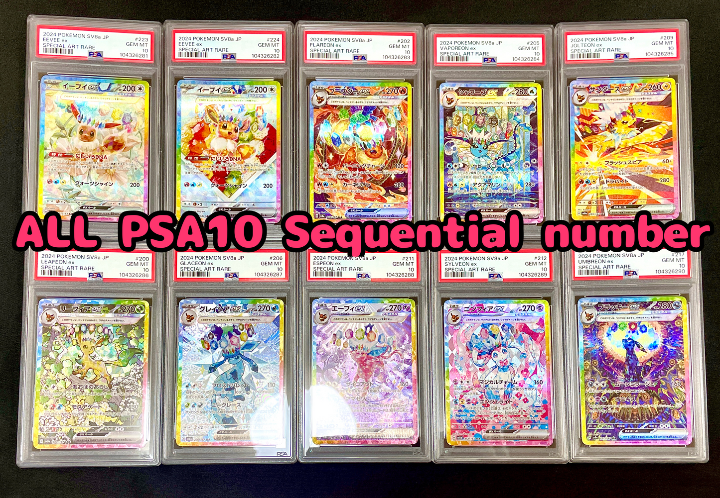 ALL PSA 10 POKEMON JAPANESE Eeveelution SAR of 10 Sequential SET